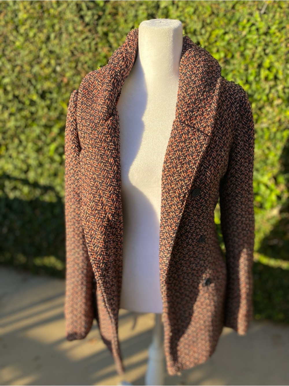 Mossimo Supply Co. Brown & Rust Tweed Peacoat